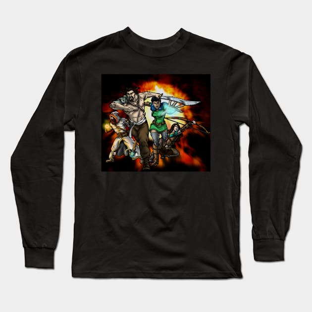 Fantasy Action Party Long Sleeve T-Shirt by Oswald's Oddities